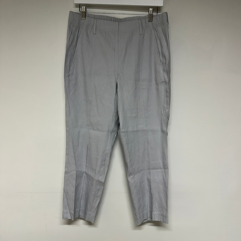 J. Jill Size M Petite Linen Stretch Gray Pull On Pants Womens